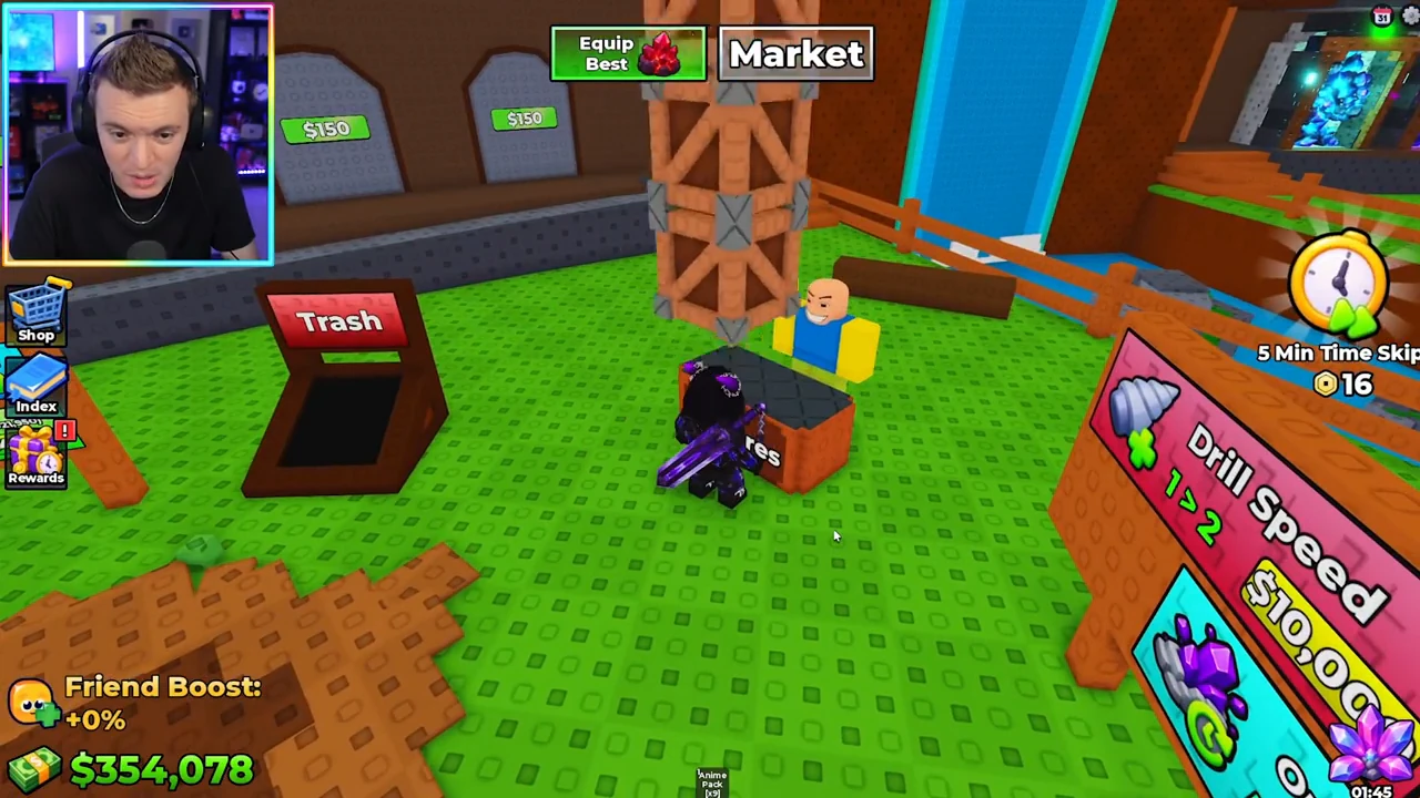 During the sale animation at the Sell Ores counter, the wallet reads $354,078.