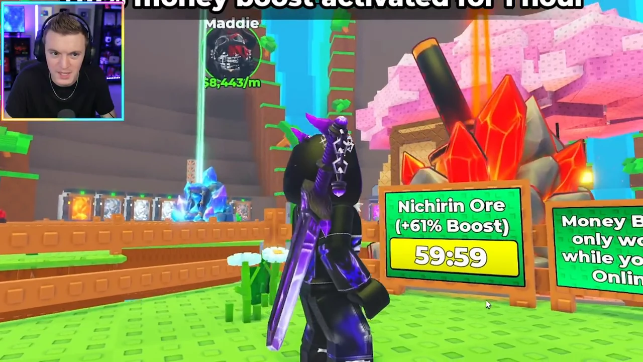 Active Nichirin Ore pedestal shows plus 61 percent Boost and 59:59, beside the online condition sign.