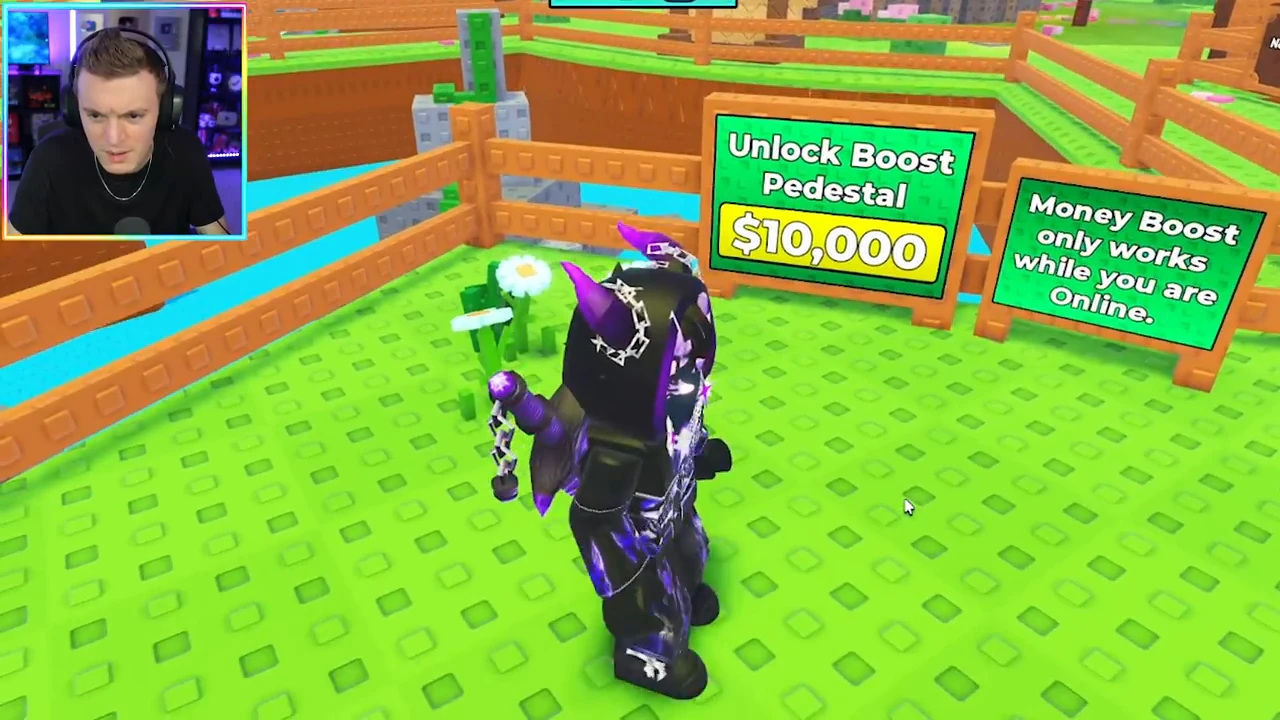 Unlock Boost Pedestal $10,000 beside a sign saying Money Boost only works while online.