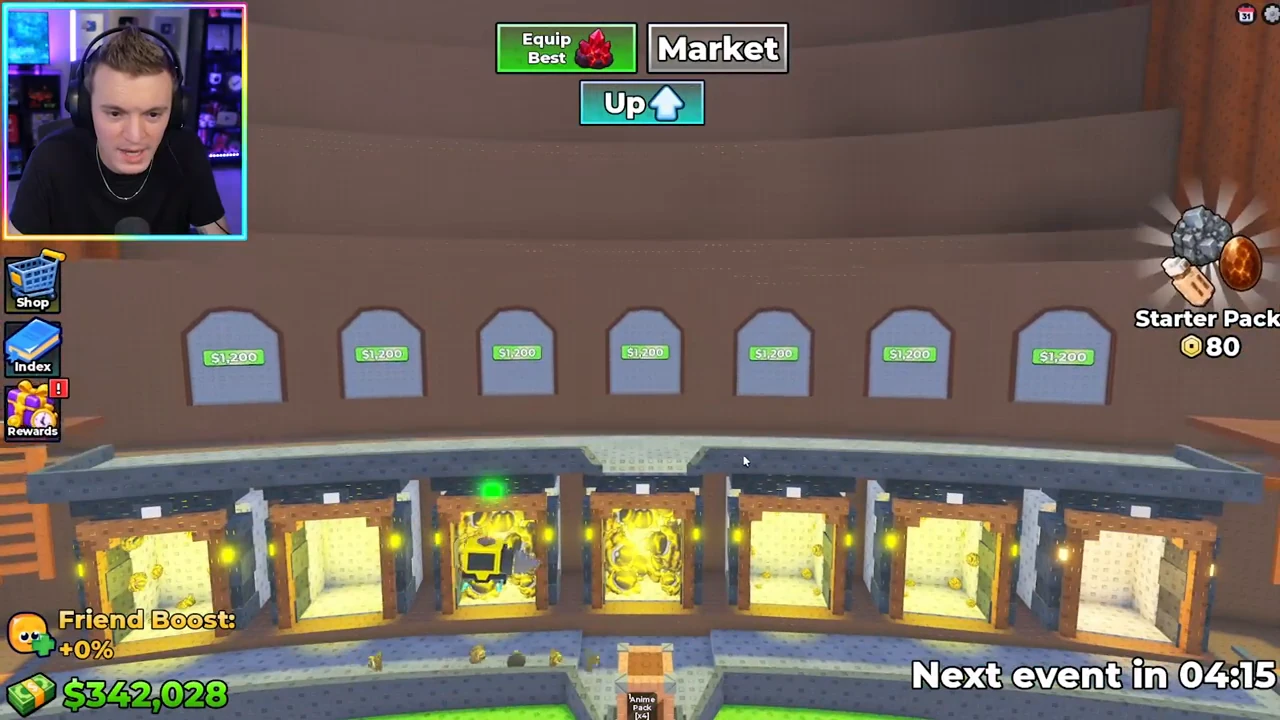 New mining row with closed $1,200 compartments above already occupied lower slots.