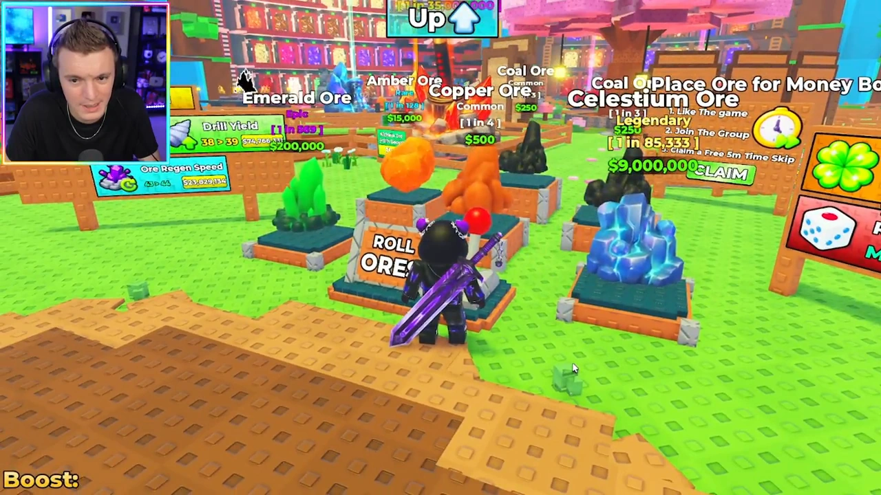 Common and rarer ore offer labels beside the rolling area