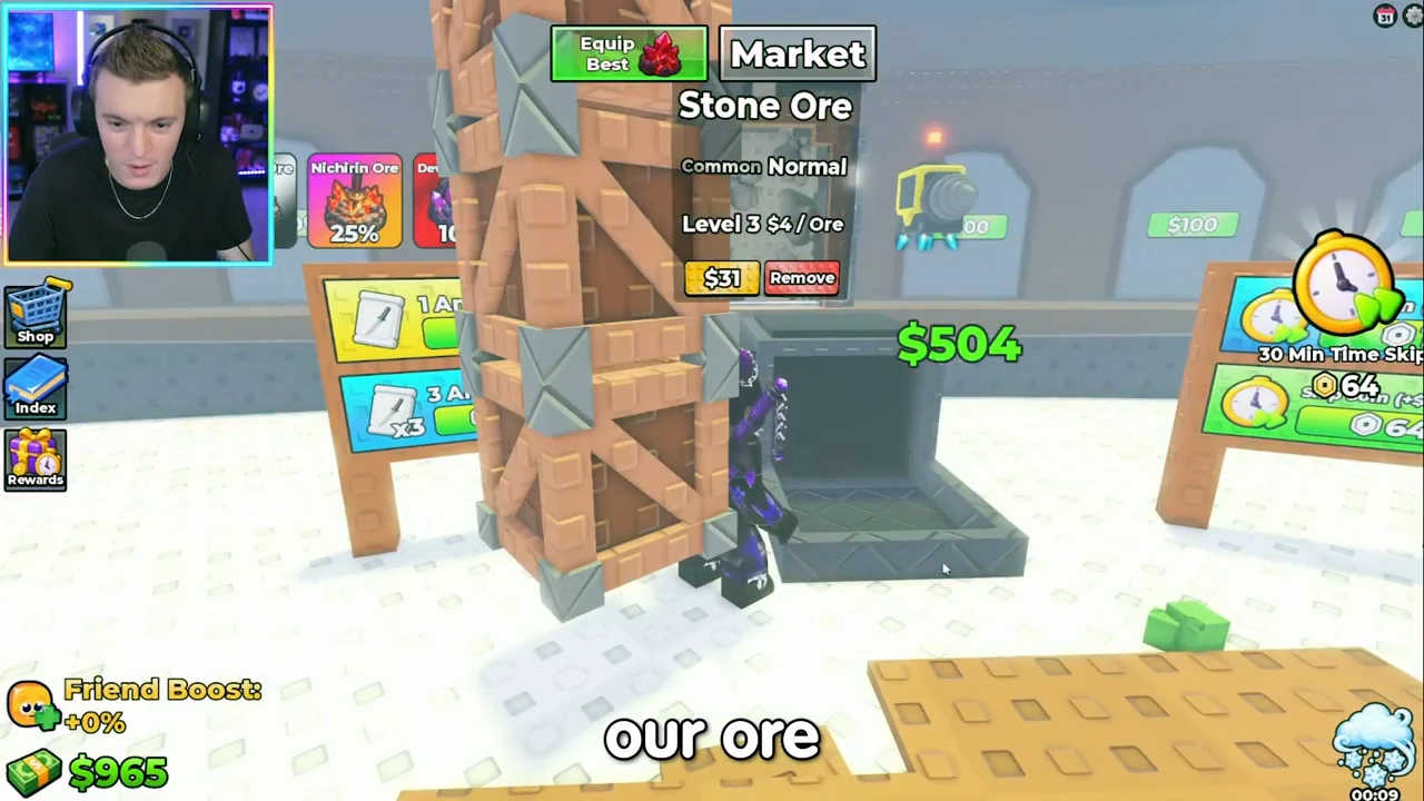 Placed Stone Ore is labelled Common Normal, Level 3 and $4 / Ore, with a $31 button below.